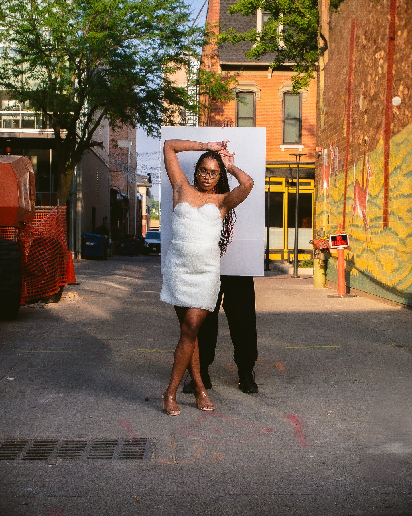 White fur mini dress