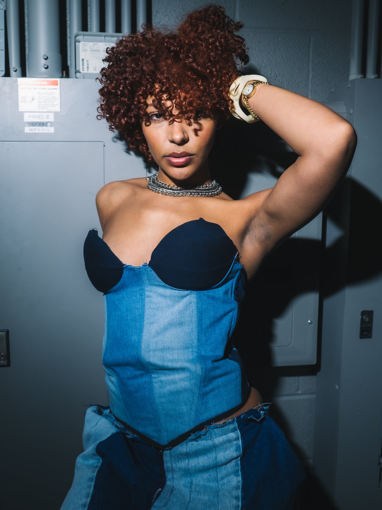 Denim corset