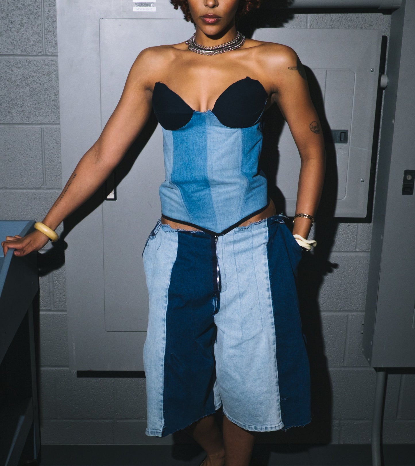 Denim corset